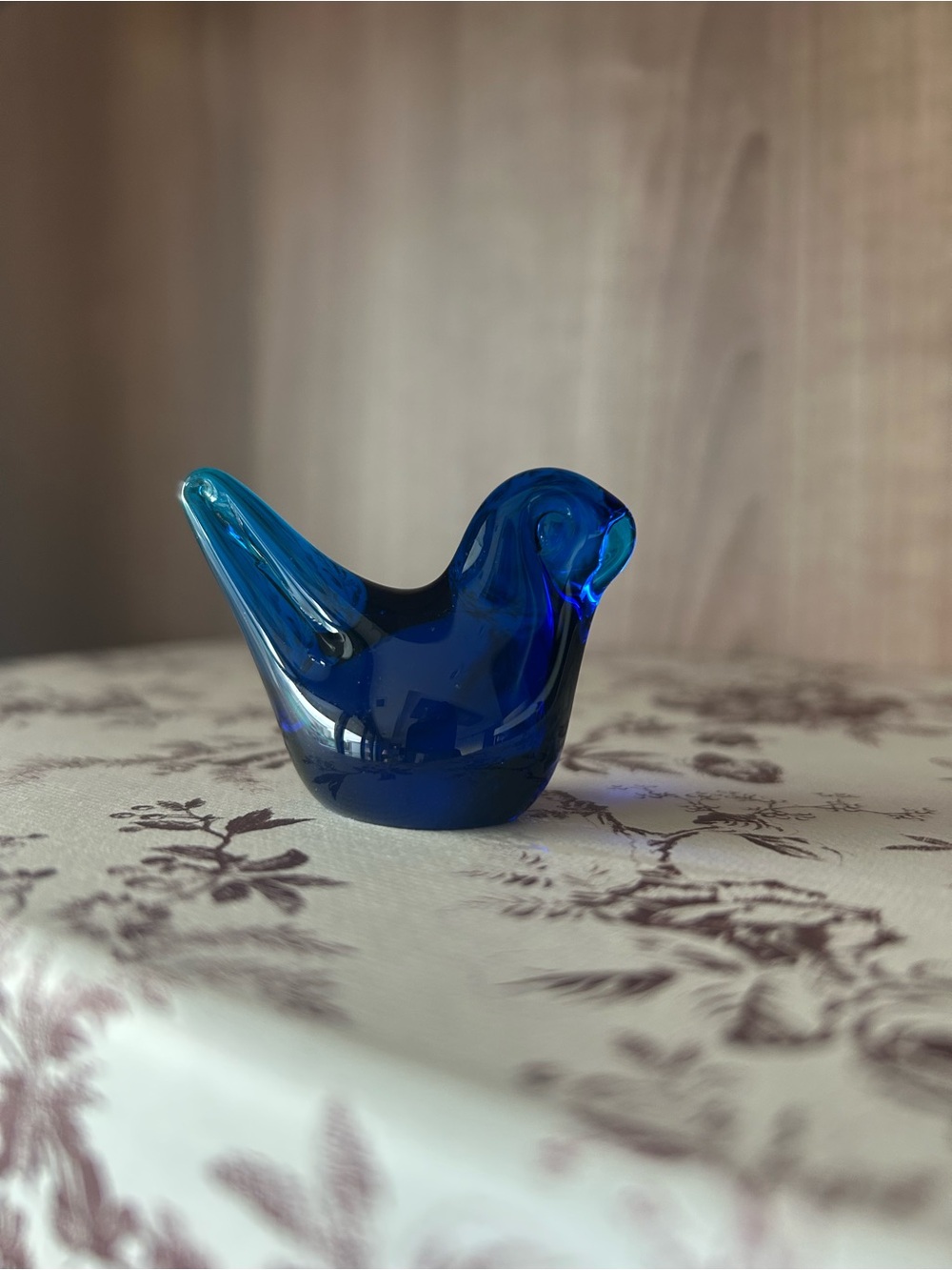 Cobalt Blue Glass Bird ring holder: Handcrafted Home Decor, 90s Collectible